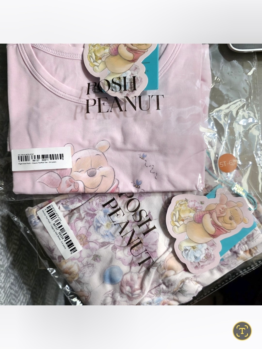 Posh Peanut Disney Winnie the Pooh Ruffled Tee & Bow Leggings 5T/6T NWT